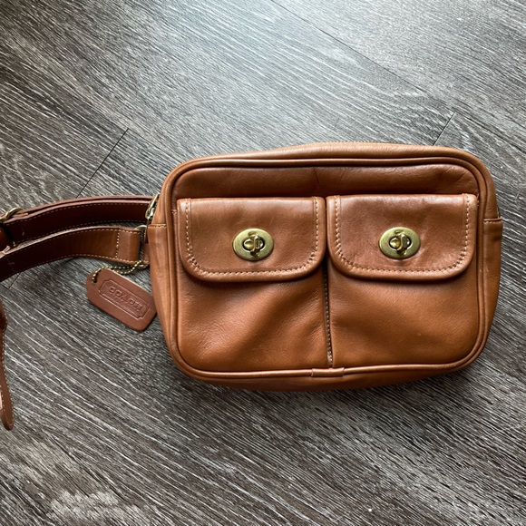 RARE Vintage Coach Pocket Waist Pack Belt Bag Fanny Pack XS/S English Tan EUC - Picture 2 of 15